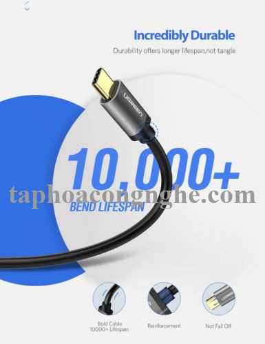 Ugreen 30532 0.5M màu Đen Cáp dữ liệu USB Type-C sang USB 3.0 truyền dữ liệu từ máy tính ra điện thoại US187 30030532